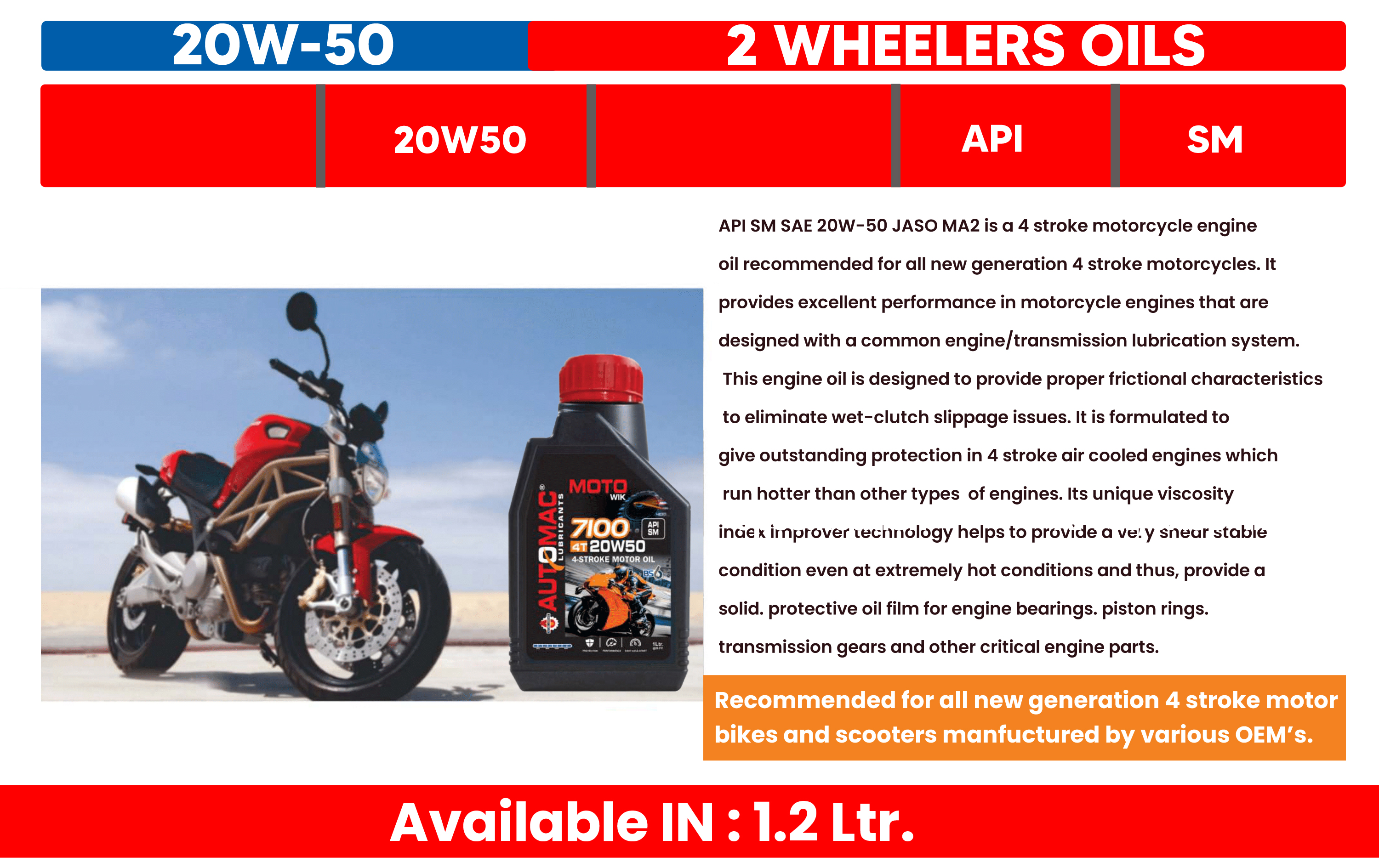 20W50 2 Wheelers Oils