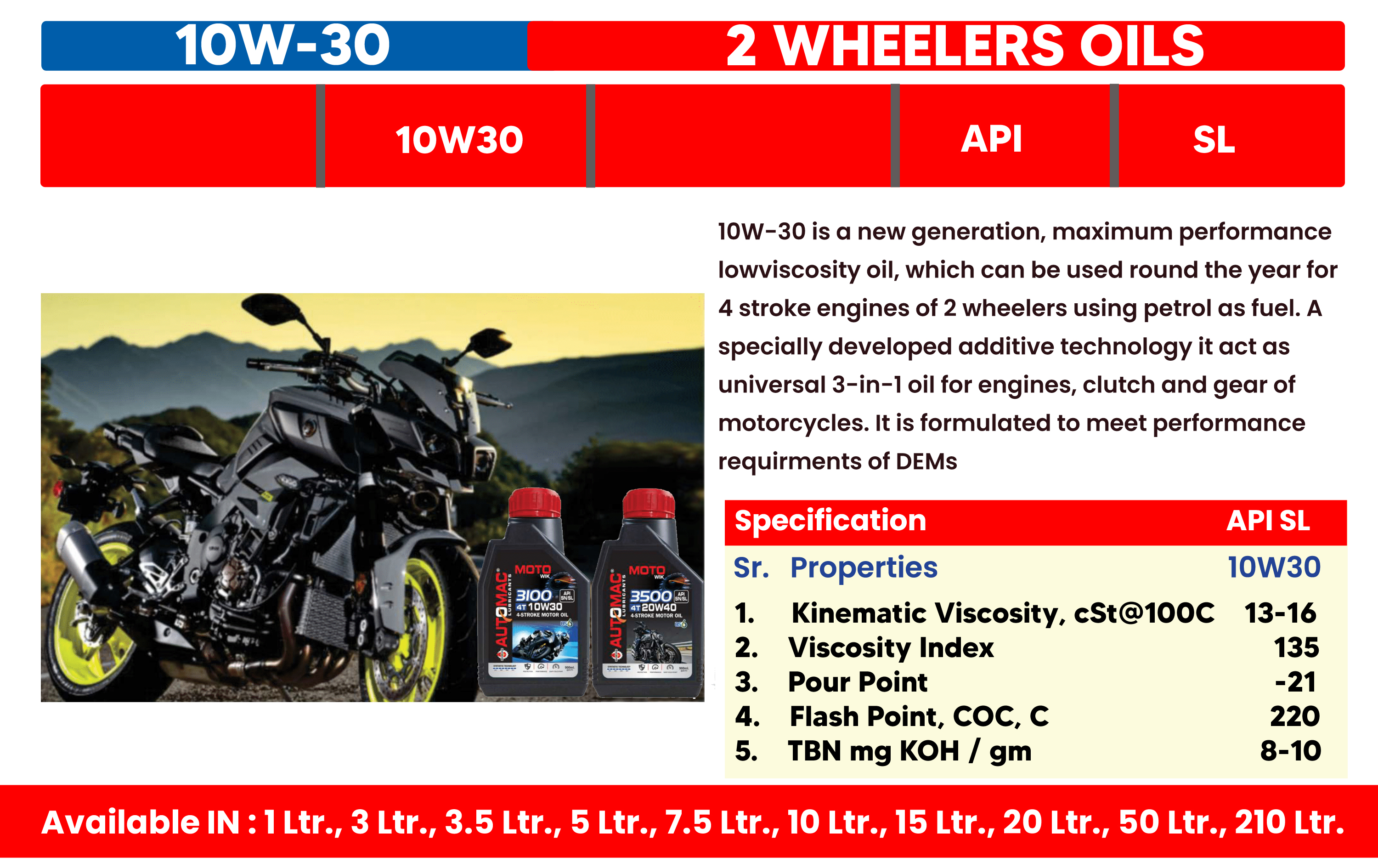 10W 30 2 Wheeler Oils