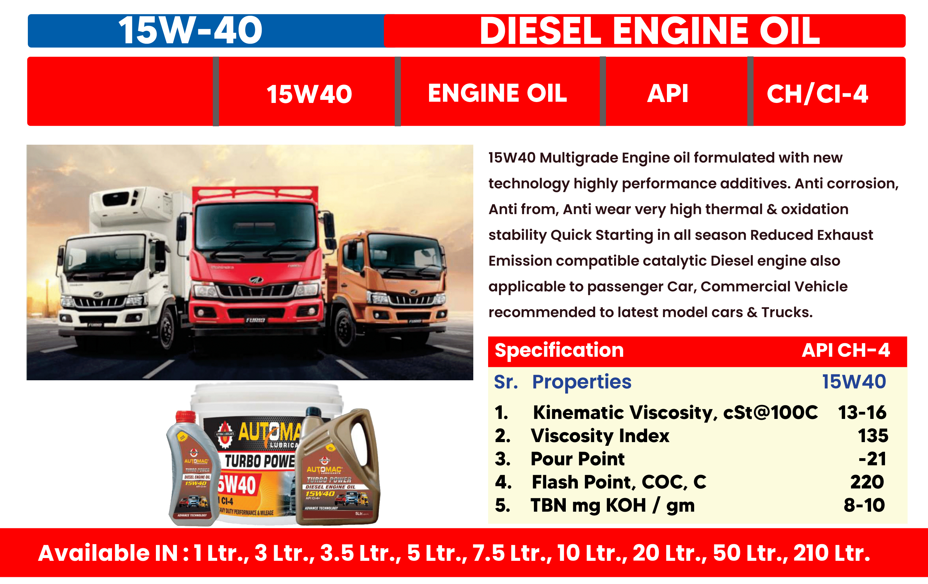 15W 40 Diesel Engine Oil
